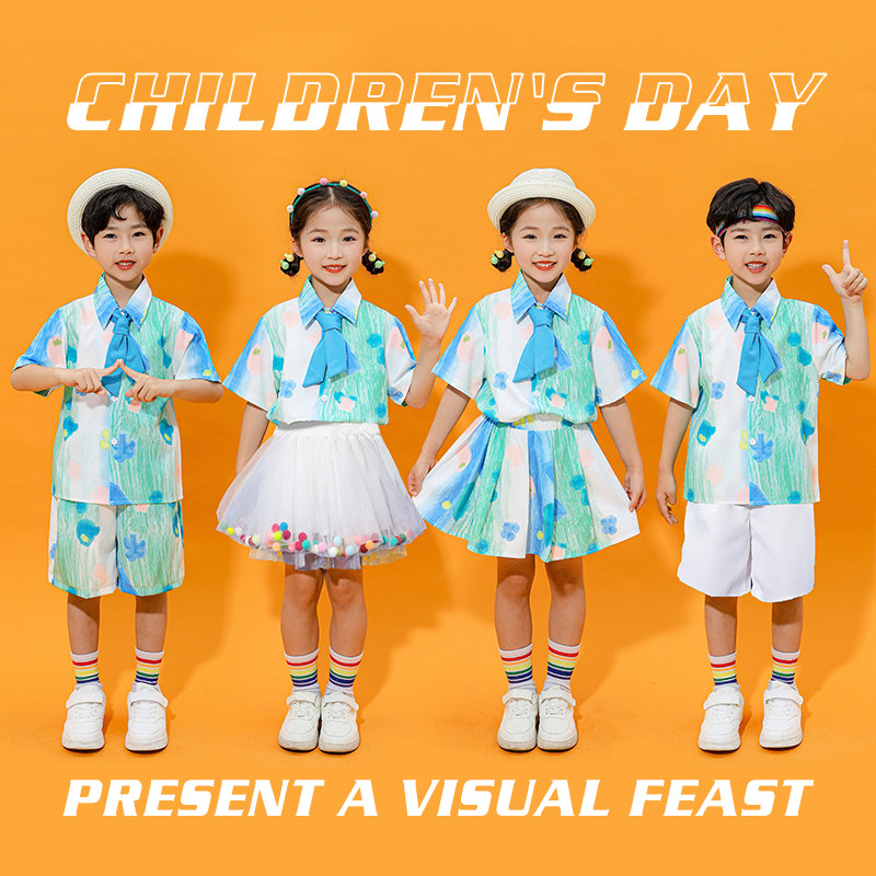 六一儿童表演服糖果色幼儿园毕业照服装小学生蓬蓬裙啦啦队演出服