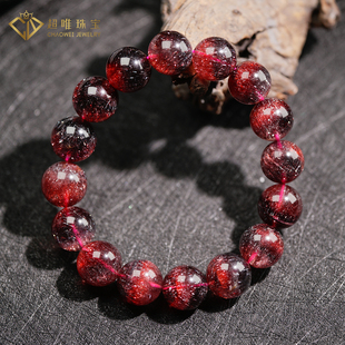 超唯收藏级天然黑加仑红超七手串金草莓紫黑红超七共生水晶手链