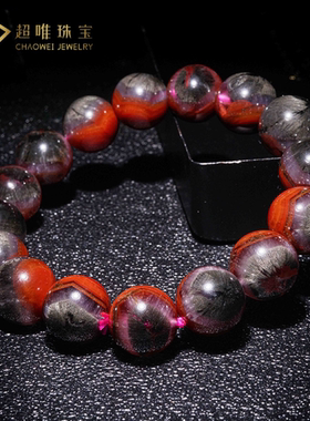 天眼荆棘玫瑰红极光23水晶手链