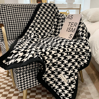 法式轻奢千鸟格沙发毯子午睡盖毯