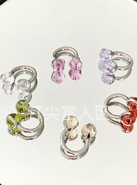 钛钢锆石糖果色系湖泊少女唇环小众设计感辣妹个性防过敏穿刺饰品