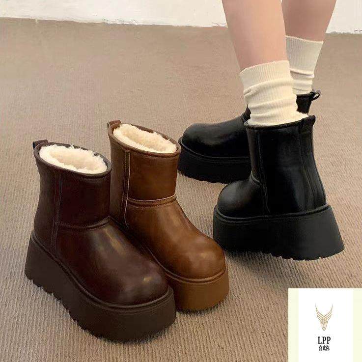 清仓厚底加绒豆豆博肯鞋女2025冬季外穿毛毛鞋子保暖厚底雪地靴女,女鞋,棉鞋,淘宝优惠券,粉丝福利购,淘宝优惠卷