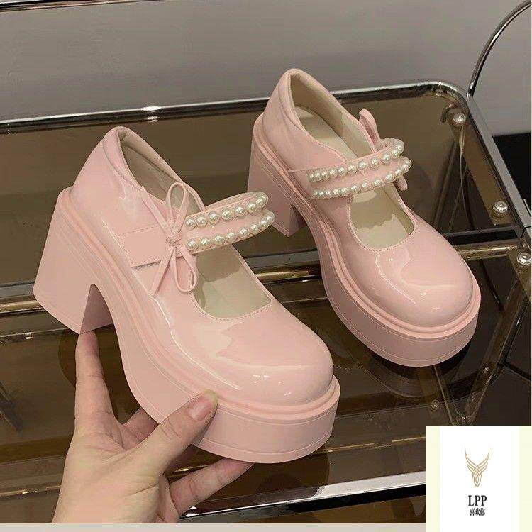 清仓甜美蝴蝶结粗跟厚底高跟鞋女2025春夏小个子单鞋玛丽珍小皮鞋,童鞋/婴儿鞋/亲子鞋,演出小黑鞋,淘宝优惠券,粉丝福利购,淘宝优惠卷