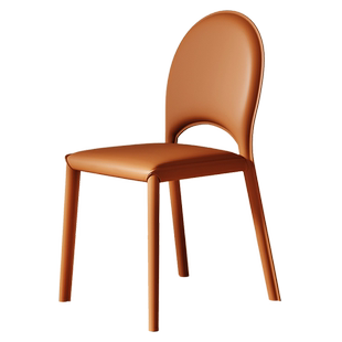 奶油风家用餐椅意式酒店餐厅靠背凳子简约马鞍皮椅子美甲凳梳妆椅