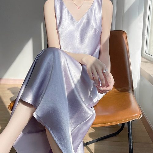 真丝醋酸吊带连衣裙女外套