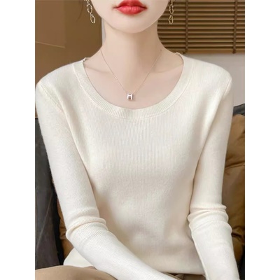 套头圆领套头螺纹打底衫