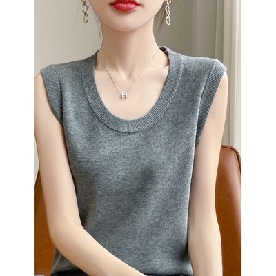 纯色U领背心吊带背心通勤