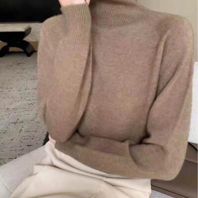 配大衣百搭新款断码羊绒衫女春季高领宽松羊毛针织毛衣翻领打底衫