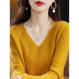 套头内搭羊毛衫 气质V领毛衣女2026春季 宽松长袖 针织打底衫 新款