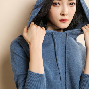 2026春季新款毛衣女韩版套头连帽卫衣羊毛衫薄款慵懒宽松外穿帽衫