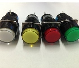 LAS1-A 平头 自复位 按钮开关 16mm 圆形 绿色 红色 带灯