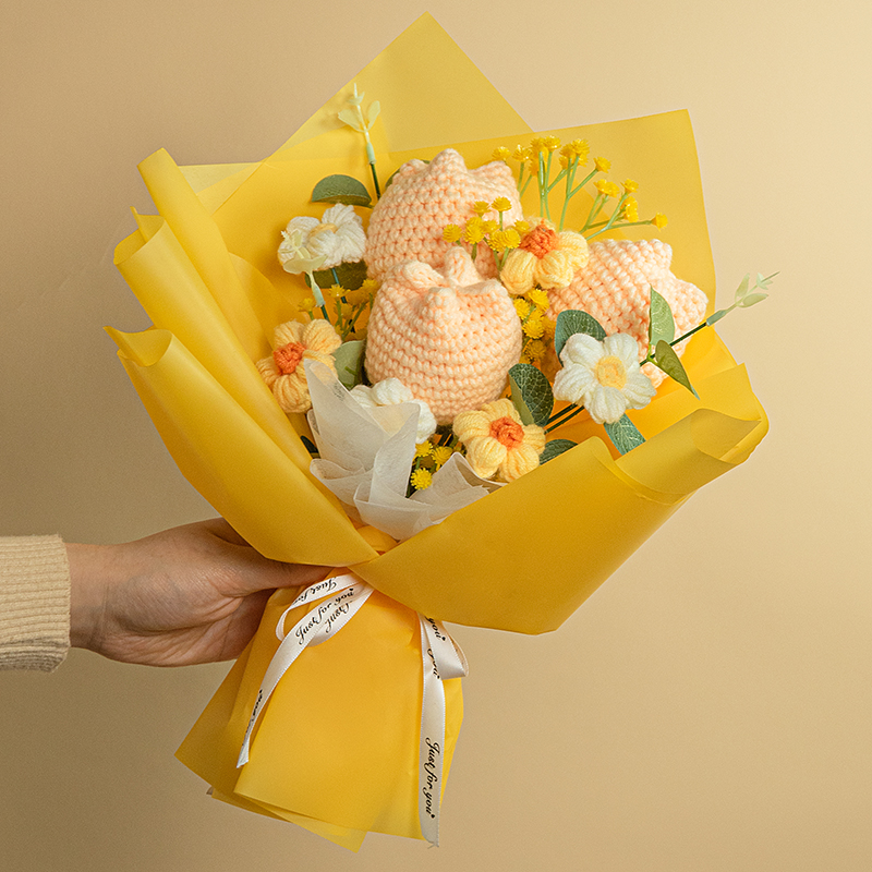 郁金香针织花束手工编织礼物