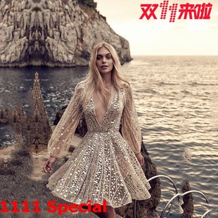 with long deep dress sequined sleeves small
