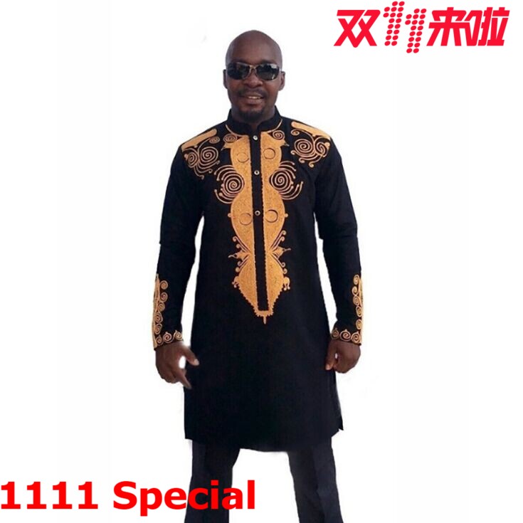 速卖通非洲立领印花长袖长款套头衬衫男士T恤wish热卖大码上衣3xl