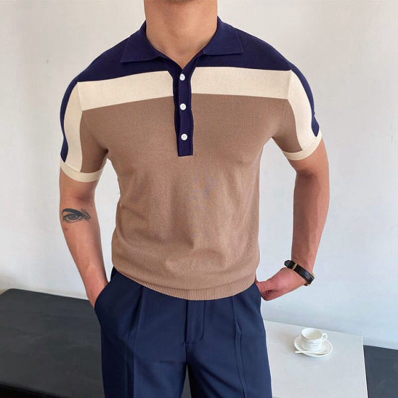 外贸男装2024夏季拼接针