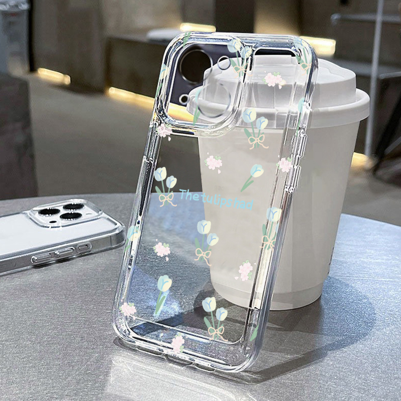 绿郁金香适用苹果14手机壳iPhone15promax新款nova12华为mate60荣耀90防摔11小米13透明vivo全包oppo软壳k60