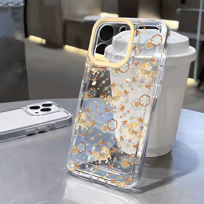 黄框碎花小马适用苹果17手机壳iPhone15promax新款16华为p70荣耀300防摔13小米14透明vivo全包oppo软壳findx8