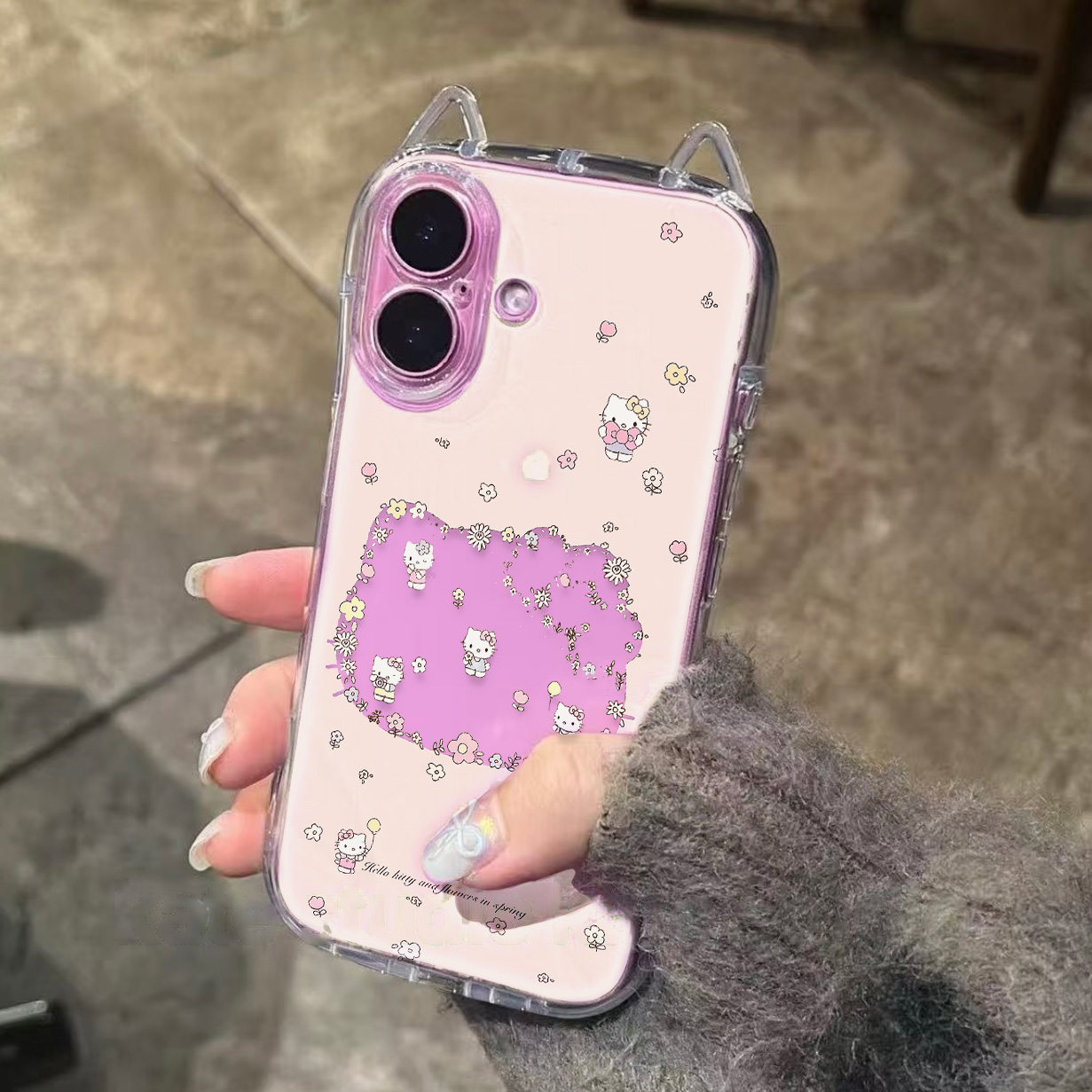 镂空鲜花kt猫耳朵适用苹果15promax手机壳iphone14pro新款16promax可爱卡通13小众12保护套防摔11硅胶15plus