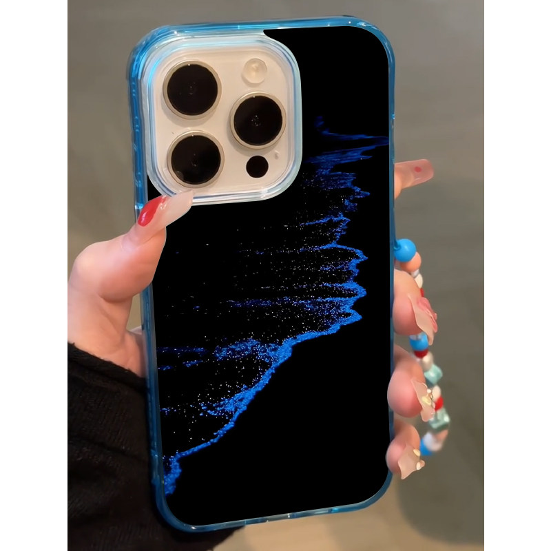 蓝色海浪适用苹果16promax手机壳16新款iphone15promax创意13高级感唯美14PRO防摔12小众11全包冰透蓝女款软