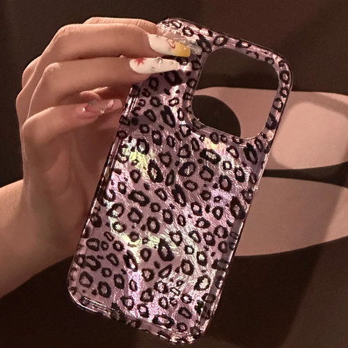 小众个性晕染渐变紫色豹纹手机壳