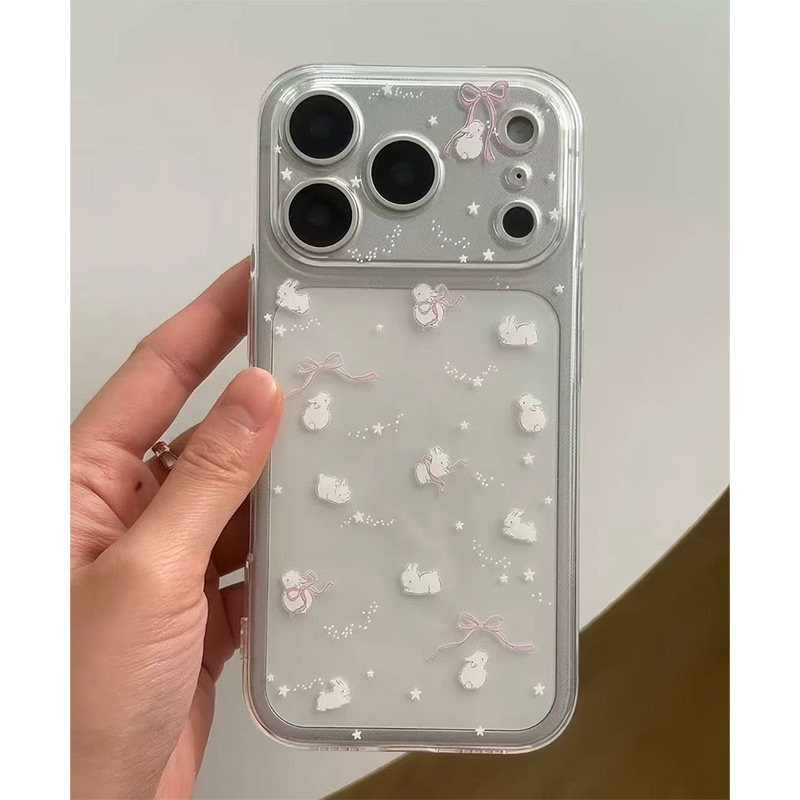 卡通兔子蝴蝶结适用苹果17手机壳iPhone15promax新款16华为p70荣耀300防摔13小米14透明vivo全包oppo软findx8