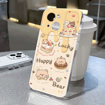 油画蛋糕小熊新款手机壳全包插画