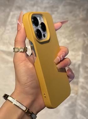 姜黄色半包软壳适用苹果17promax手机壳iphone16pro新款14创意13简约个性12保护套11防摔15硅胶超薄无边框壳