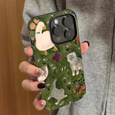 油画猫咪适用苹果16pro手机壳iPhone15promax新款14华为mate60荣耀p70防摔12/11小米13磨砂vivo全包oppo复古