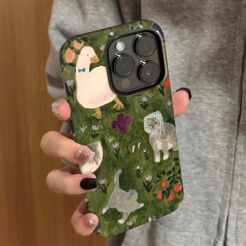 油画猫咪适用苹果16pro手机壳iPhone15promax新款14华为mate60荣耀p70防摔12/11小米13磨砂vivo全包oppo复古