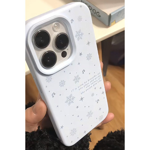 ins蓝雪花适用iPhone15promax手机壳苹果14pro新款16promax小清新13日韩12保护套17硅胶防摔15plus软壳简约女