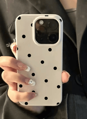 ins圆波点适用苹果15promax手机壳iphone14pro新款13高级感12小众11保护套16pr大孔防摔x硅胶xr软壳xsmax简约