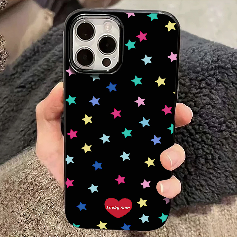 彩色五角星亮黑超薄手机壳防摔