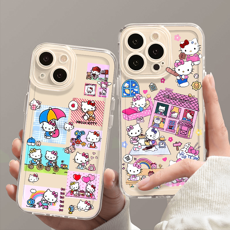 可爱凯蒂猫适用苹果16pro手机壳iPhone15promax新款13华为mate60p荣耀200防摔小米14透明vivo全包oppo软壳k70