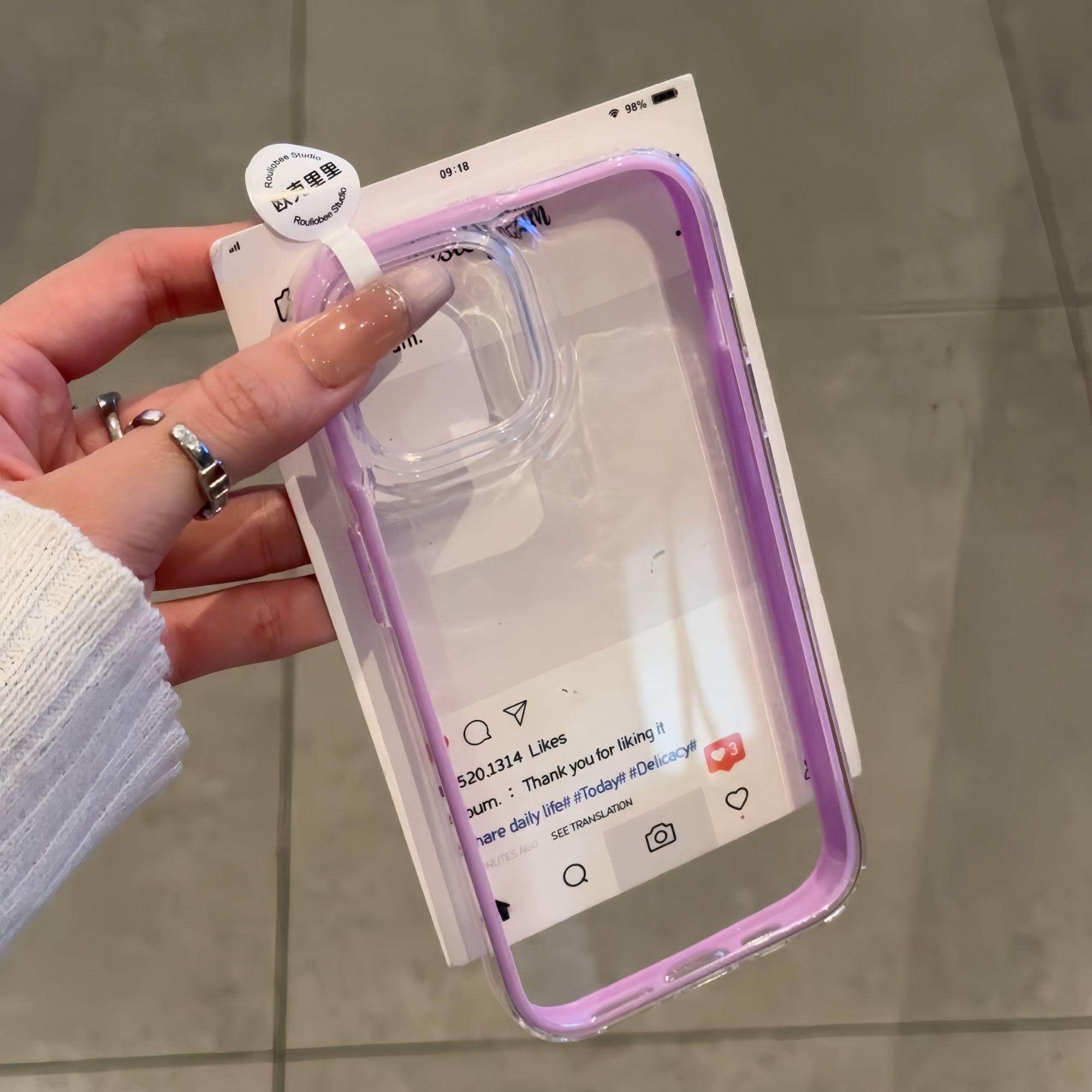 炫彩紫色适用iPhone15promax手机壳苹果14pro新款16promax简约13透明12保护套11防摔15plus多巴胺16时尚软壳