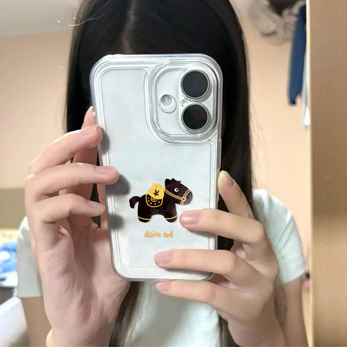 有钱小黑马适用苹果17手机壳iPhone16promax新款15pro华为p70荣耀500防摔14小米17透明vivo全包oppo软findx8