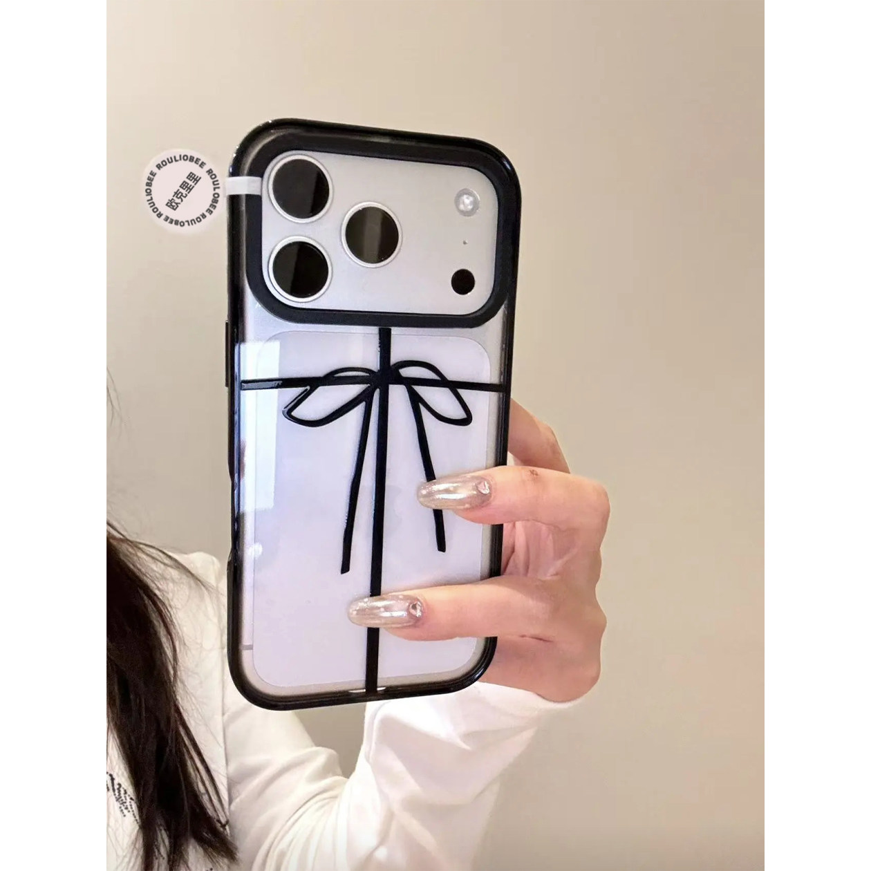 千金感黑蝴蝶结适用iphone17promax手机壳苹果15pro新款16promax可爱13p日韩12保护套11防摔14plus软边亚克力