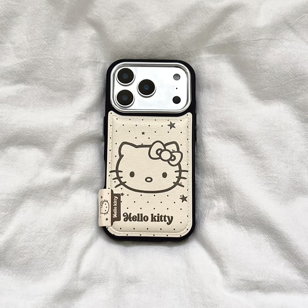 波点星Kitty猫适用苹果16promax手机壳iPhone15卡通14promax可爱13日韩12创意16女款17promax大孔皮纹气囊11