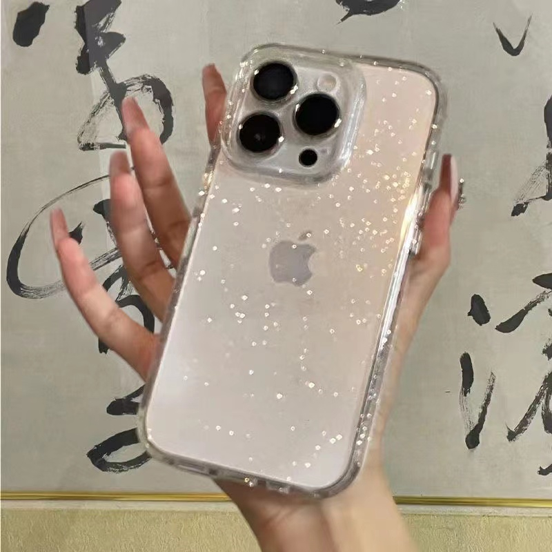 适用苹果14pro手机壳星空闪粉iphone15promax新款15绝美细闪13透明11网红12高级感女神气质14promax简约套xs 3C数码配件 手机保护套/壳 原图主图