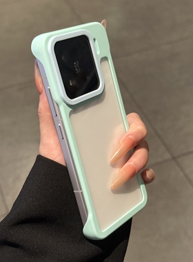 撞色无边框PC适用iphone17promax手机壳苹果16个性14华为p70透明vivos20小米15荣耀200潮流12男女11套oppo13