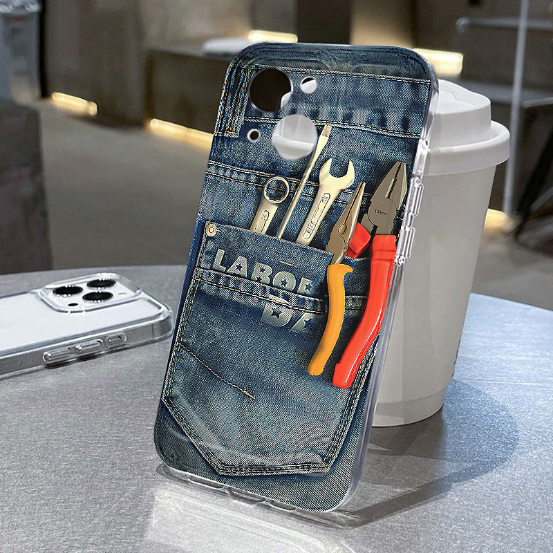 牛仔裤工具适用苹果17手机壳iPhone15promax新款可爱16华为p70荣耀300防摔13小米14透明vivo全包oppo软findx8