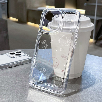 小可爱凯蒂适用苹果16pro手机壳iPhone15promax新款13华为mate60荣耀200防摔12小米14透明vivo女oppo软壳k70