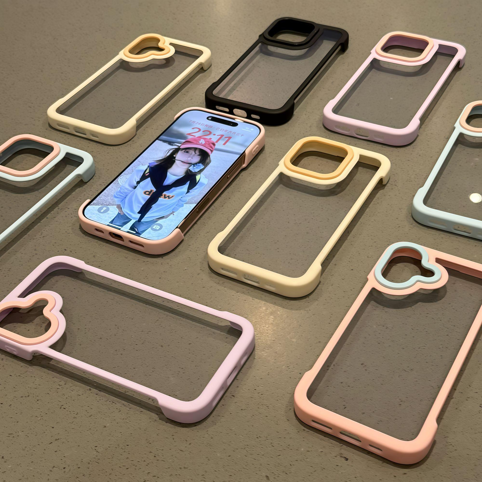 撞色无边框适用iPhone16promax手机壳苹果13pro新款15promax个性16保护套小米14华为mate70高级感12promax潮