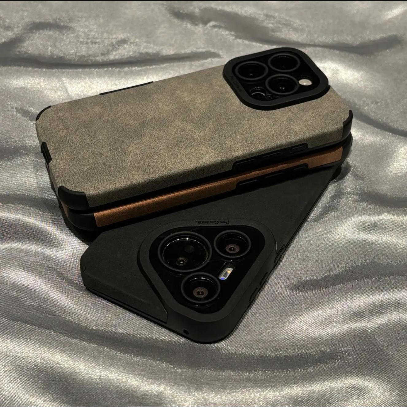 磨砂深灰色适用苹果16promax手机壳16新款iphone15promax创意13美拉德高级翻毛皮14PRO防摔12小众11全包男款