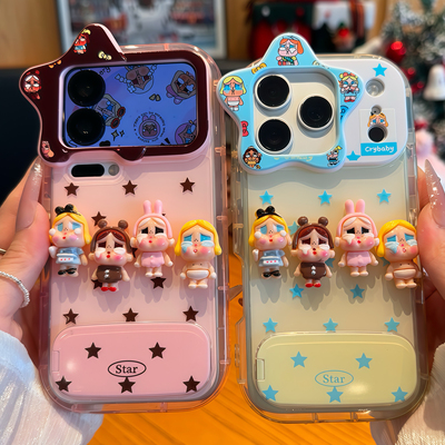 星星哭娃适用iPhone16promax手机壳苹果17pro新款15promax可爱卡通13网红12保护套防摔14plus小米17pro支架潮