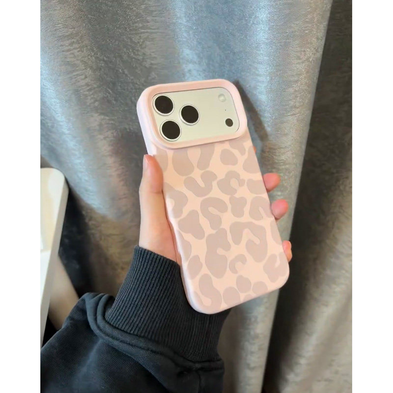 粉灰豹纹适用iPhone15promax手机壳苹果14pro新款16promax简约13高级感12保护套17pro硅胶防摔15plus糯米壳11