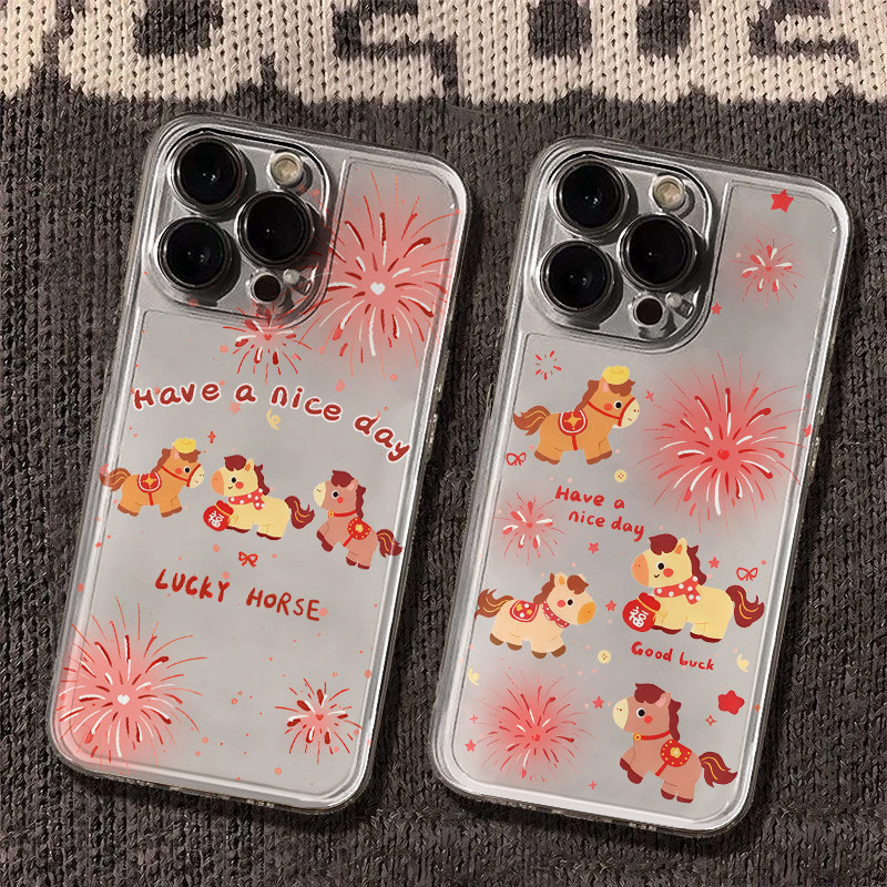 烟花三只小马适用苹果17手机壳iPhone15promax新款16华为p70荣耀300防摔13小米14透明vivo全包oppo软壳findx8