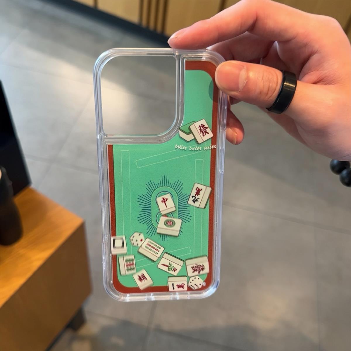 动态麻将滑块适用iPhone15promax手机壳苹果14pro新款16promax创意13趣味12保护套11防摔15plus个性男流沙壳