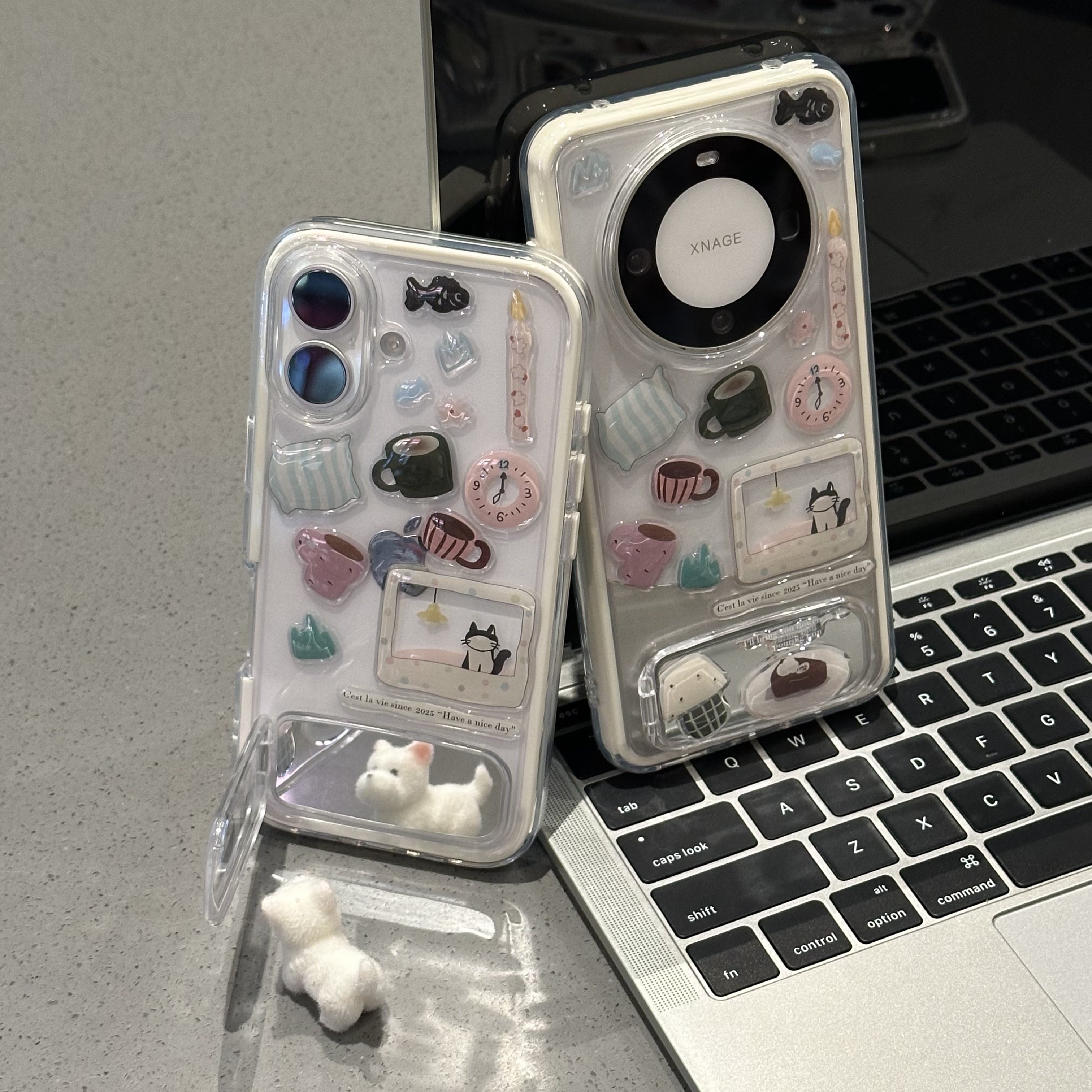 创意diy贴纸镜面支架手机壳撞色