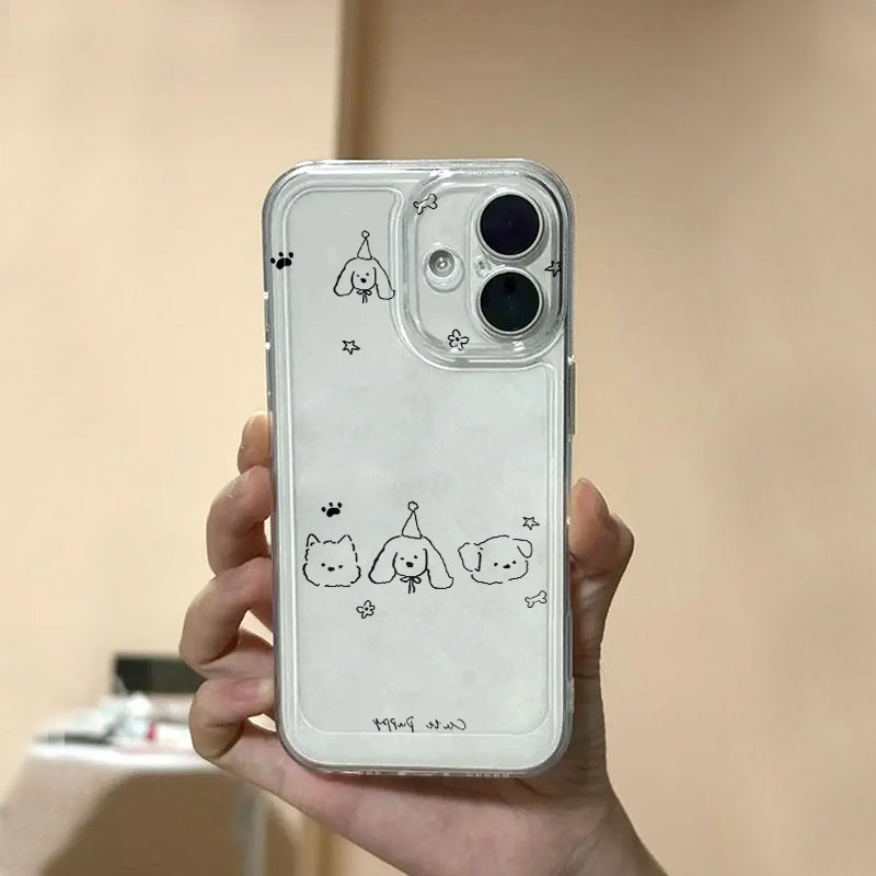 蝴蝶结小狗适用苹果17手机壳iPhone15promax新款16华为p70荣耀300防摔13小米14透明vivo全包oppo软壳findx8壳