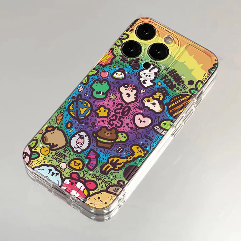 2025彩虹卡通适用苹果16pro手机壳iPhone15promax新款13华为mate60荣耀200防摔12小米14透明vivo/oppo软壳k70